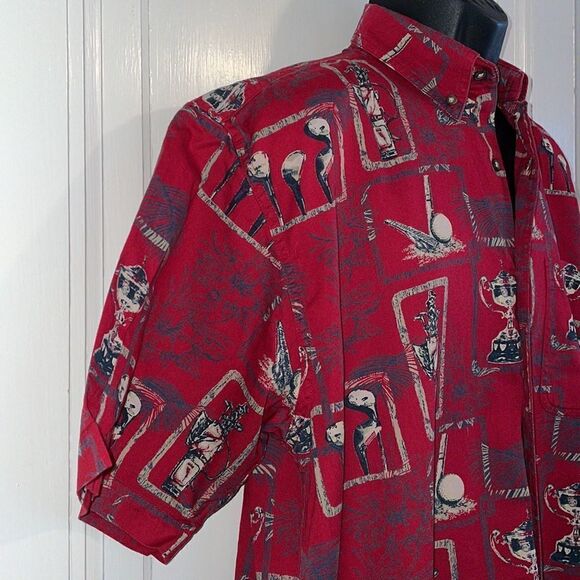 ClearWater Outfitters Resort Collection red golf themed short sleeved shirt - Picture 4 of 8